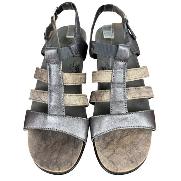SAS Allegro Lusso Women Metallic Chunky Heel Sandals Strappy Leather Shoes 7.5 N - Picture 6 of 16